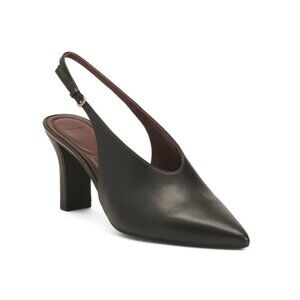 VINCE Black Leather Devi Slingback Heels